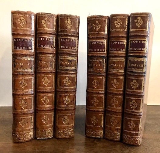  Omero (Homerus) L'Iliade d'Homere, traduite en françois, avec des remarques par Madame Dacier. Quatrieme Edition, revue, corrigée & augmentée de nouvelles remarques de M. Dacier elle-màªme, enrichie de figures en taille douce par Picart le Romain. Tome premier (... Tome troisieme). L'Odyssée d'Homere... Nouvelle Edition... Tome premier (... Tome troisieme) 1731 Amsterdam chez les Wetsteins & Smith